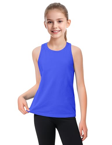 Auranso Girls Tank Tops Cotton Sleeveless Athletic Shirts Racerback Dance Outfit Workout Tops2