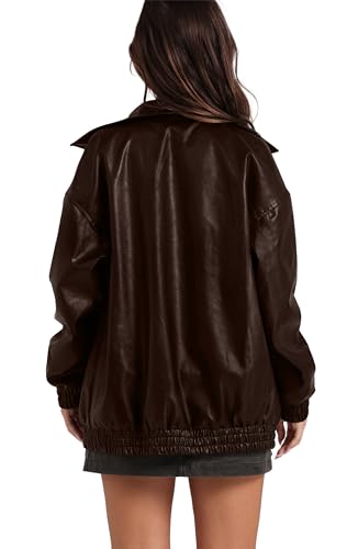 Image of Sampeel Leather Jacket Women Faux Oversized Motorcycle Bomber Coats 2026 Fall Fashion Outfits Winter Clothes