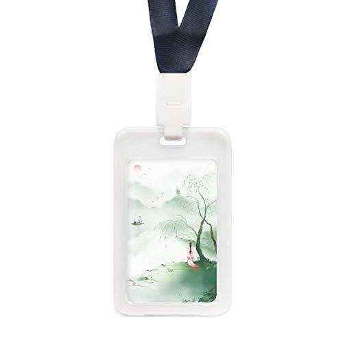 Pochette de protection transparente pour carte de crédit style chinois aquarelle