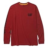 Caterpillar Camiseta de manga larga para hombre con lazo de gestión de alambre y logotipo de ropa de trabajo de gato, Large