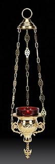 US Gifts Hanging Votive Holder with Ruby Glass, Brass