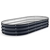 Kesfitt Raised Garden Bed, 6x3x1 FT Galvanized Steel Metal Raised Garden Bed, Oval Open-Bottom Design, 12-Inch Deep for Outdoor Vegetable & Herb Gardening, Midnight Blue