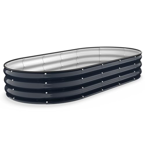 Kesfitt Raised Garden Bed, 6x3x1 FT Galvanized Steel Metal Raised Garden Bed, Oval Open-Bottom...
