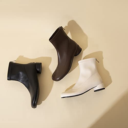 Cuctos Tabi Boots Platform Ankle Bootie For Women,Two Finger Bootie,Divided Finger Fashion Boots,Handmade,Comfortable(8,Beige) #TOP6