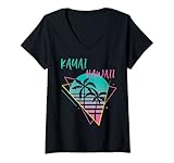 Photo Gallery donna kauai hawaii palme retro ocean surf maglietta con collo a v Photo Gallery donna kauai hawaii palme retro ocean surf maglietta con collo a v