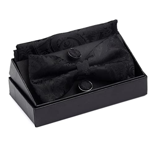 Set de corbata de moño para hombre con pañuelo y gemelos