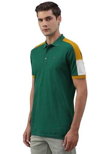 Image of Louis Philippe Men's Slim Fit Textured 100% Cotton Polo T-Shirt