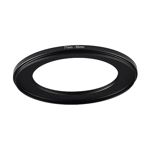 Image of 77mm to 55mm Step Up Ring Filter Adapter Black Metal Step up Adapter Rings Compatible with All Brand UV CPL ND Camera Lens Filter Step Down Ring (77mm-55mm)