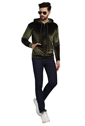 Image of JUGULAR Men's Cotton Velvet Hooded Neck Hoodies