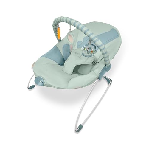 Asalvo Mummy Hamaquita Musical Desde el nacimento, Balancin para bebés, Plegado Compacto, Reclinable con una Sola Mano, Movimiento Natural, Arco con Juguetes, Fácil de Limpiar, Coco Celeste