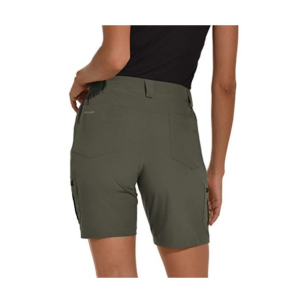 VAYAGER-Womens-Lightweight-Cargo-Shorts-for-HikingCamping-and-Travel-with-6-Pockets-Quick-Dry-Water-Resistant VAYAGER Women's Hiking Cargo Shorts Quick Dry Lightweight Stretch Shorts Golf Fishing Outdoor Casual Shorts Green X-Large