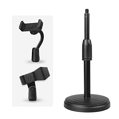 Mr.Power - Soporte de escritorio para teléfono celular y micrófono con base de peso