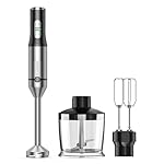 Immersion Blender RPM 16000±10% Hand Blender,15 Speed and Turbo Mode Hand Mixer, 3-in-1 Heavy Duty Copper Motor Stainless Steel Smart Stick with Egg Beaters and Chopper