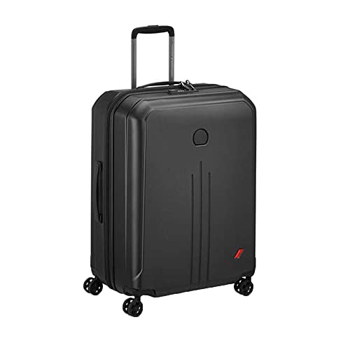 Image of DELSEY PARIS Allure 65CM Medium 4 Double Wheels Black Cabin Polycarbonate Hard-Sided Trolley Bag,Suitcase, Luggage
