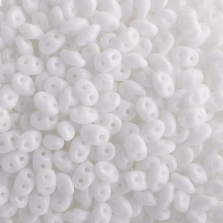 100 Grams Czech Superduo 2-Hole 2.5x5mm White for Jewelry Making and DIY Crafts