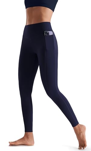 JOYSPELS Women's Gym Leggings with Pockets - High Waisted Tummy Control Full Length Yoga Pants for Workout, Running, Daily Leisure Dark Blue S - Image 5