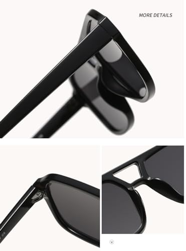 Image of Retro 70s Square Aviator Sunglasses Women Men Vintage Rectangle Sunglasses Flat Frame Trendy Shades