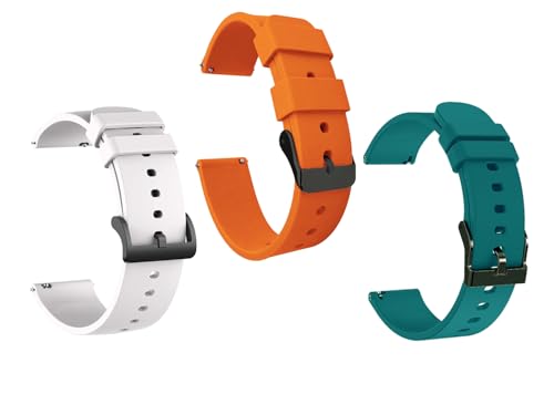 Image of IIK COLLECTION 22mm Silicone Strap for Smart Watches | Combo Pack Compatible With Noise, Fireboltt, Boat Xtend, Pebble, Boat Flash, Noise Color Fit, Ultra Smart Watch & All Watches