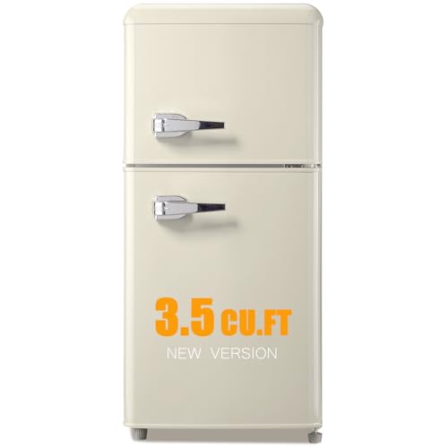 Fridge with Freezer Retro Mini Red 4.0 Cu.ft Compact Refrigerator Small for Bedroom, Office, Dorm, RV, Apartment with Adjustable Mechanical Thermostat 2-Door Design