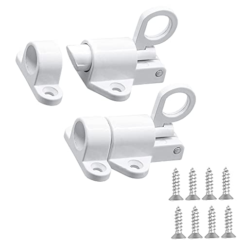 2 Stücke Automatische Verriegelung Türriegel Federverriegelung Spring Riegelschloss Bounce Türriegel einfach zu installieren dauerhaft Mit 8 Schrauben Geeignet Für Fenster Holztüren Schranktüren(Weiß) Cover