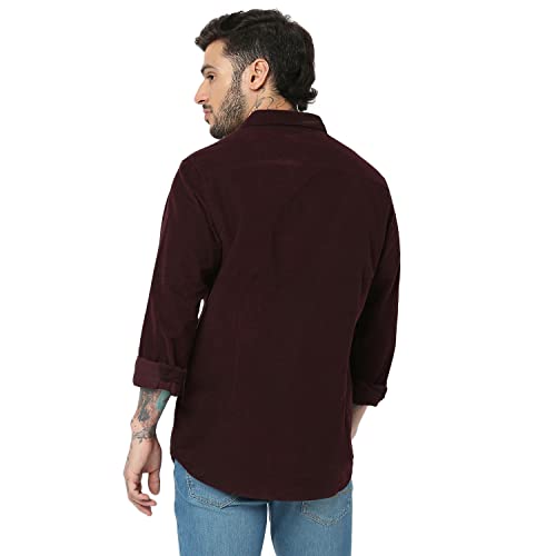 Image of Spykar Men's Slim Fit Raised Collar Full Sleeve Solid Casual Shirts
