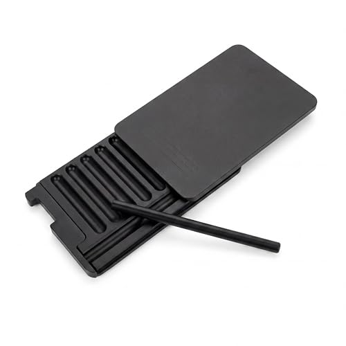 Mr.Slim Aluminium Dosierbox mit integriertem 75mm Ziehröhrchen für Festival Rave und Reise 7 Vertiefungen in Kreditkarten-Größe 85x52x6mm Pocket-Set Energy Sniff Schwarz