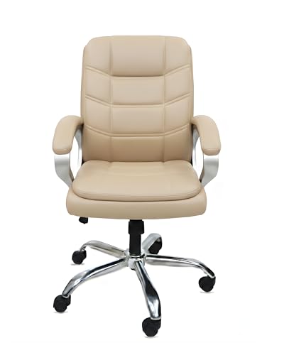Image of activa Executive Revolving Office Chair | Ergonomic Computer Desk Chair with Cushioned Seat| Heavy Duty Steel Base, Adjustable Height & 360 Swivel Wheel| Study /Home /Offcie Visitor Chair (Star, Beige)