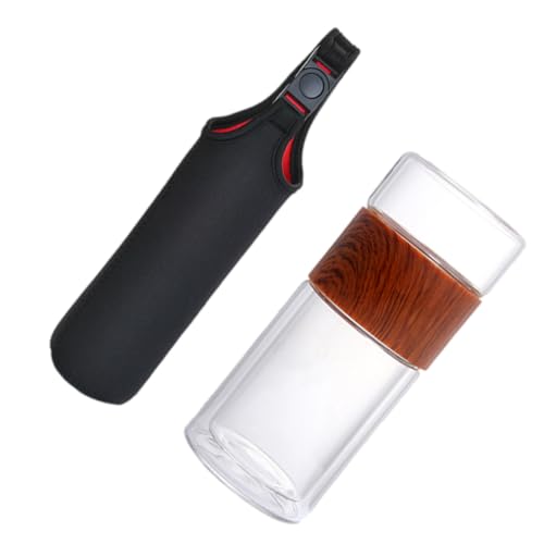 FUNOMOCYA 1Pieza Botella Vidrio Resistente Calor Con Funda Para Infusiones y Doble Pared Para Aislamiento y Uso