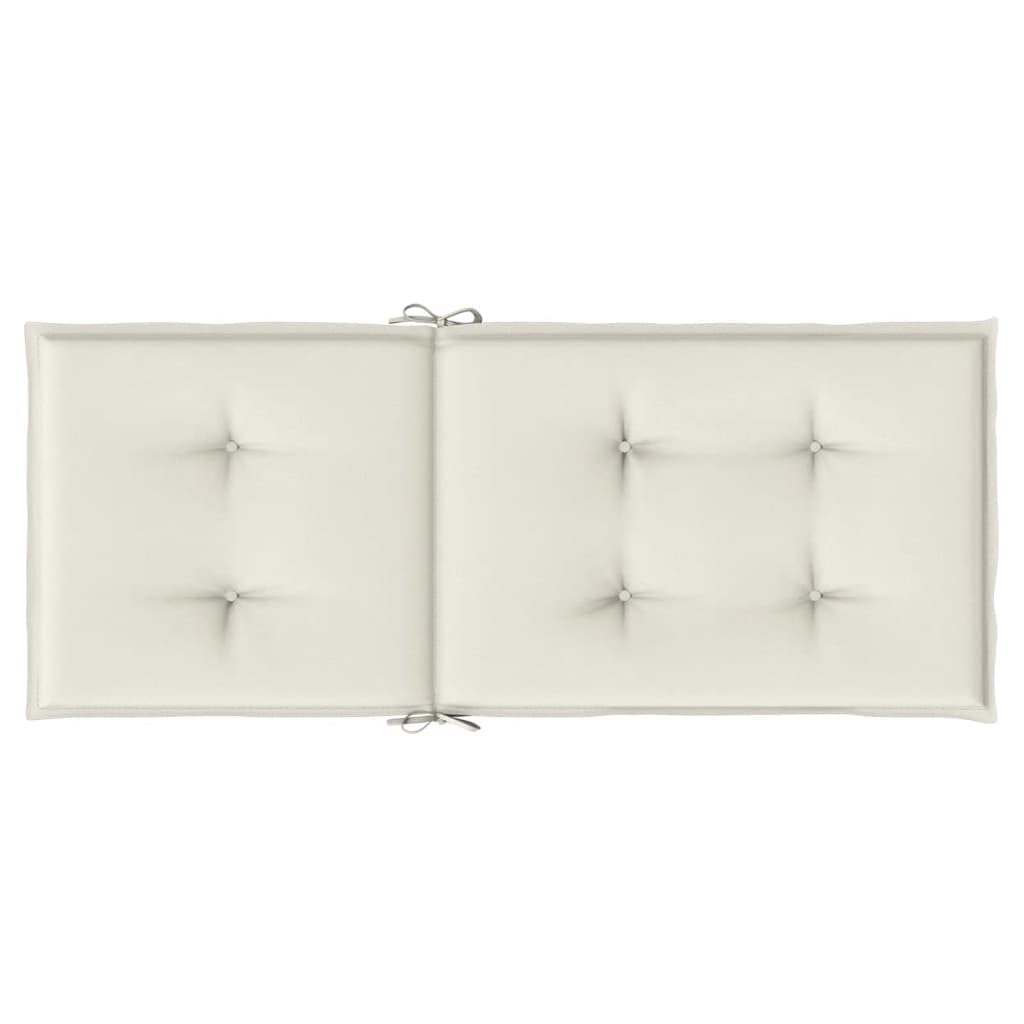 Hochlehner-Auflagen 4er Set, Melange Creme Gartenstuhl-Auflagen 120x50x4 cm, Bequeme Sitzkissen für Gartenstühle & Hochlehner, Weiche Polsterauflagen aus Stoff