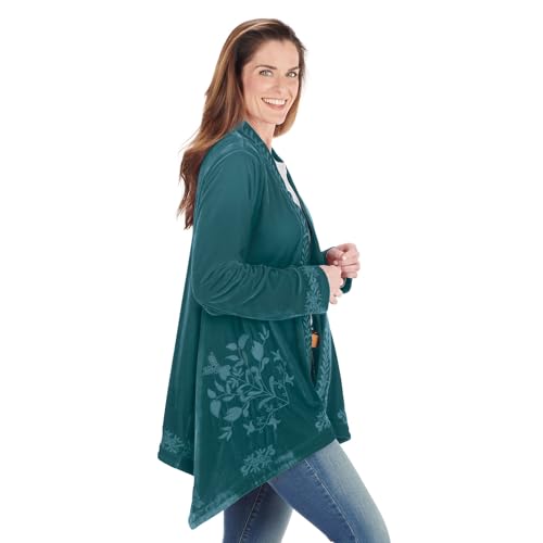 FLORIANA Womens Embroidered Kimono Cardigan Velvet Blazer Open Front Kimono Top4