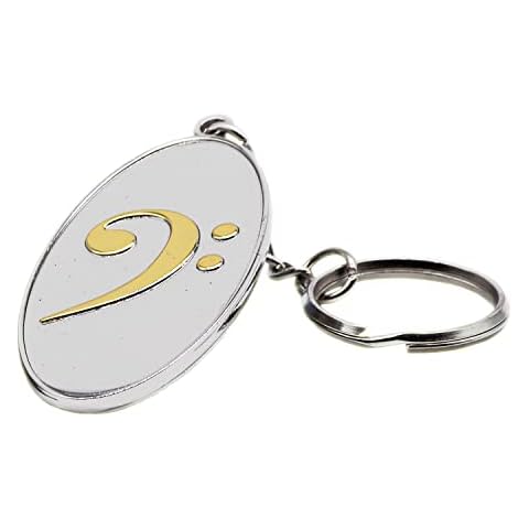 Gifticuffs Treble & Bass Clef Double Sided Metal And Gold Plated Music Theme Keyring Cover