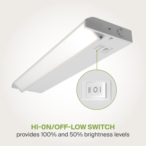 ASD Swivel LED Under Cabinet Lighting Plug in or Hardwired 18 Inch, Dimmable Under Cabinet Lights with High/Low/Off Switch, 3CCT 2700K-4000K, Linkable Under Counter Lights for Kitchen, White, ETL by ASD - Used condition - Image 6