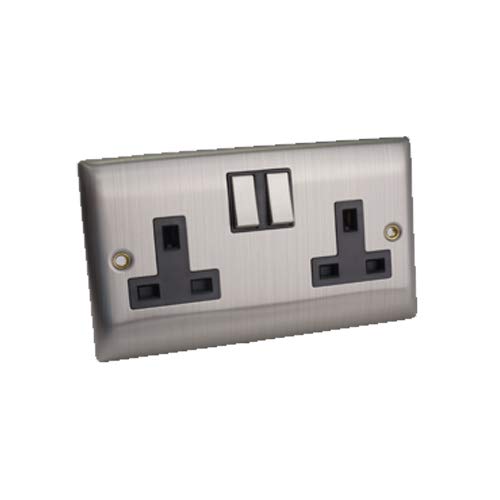 SMJ PPSK2GSW-BS 13A 2G SP Switched Socket -Brushed Steel
