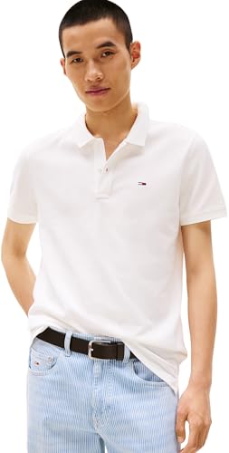 Tommy Jeans TJM Slim Placket Polo EXT S/S Polo Homme, White (Ecru), 3XL