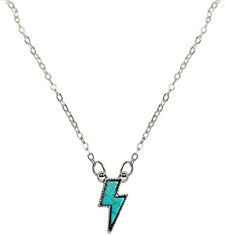 EVKILKJS Lightning Bolt Necklace for Women Turquoise Neckalce Western Necklace Turquoise Lightning Necklace Turquoise Jewelry Western Jewelry for Women Girls
