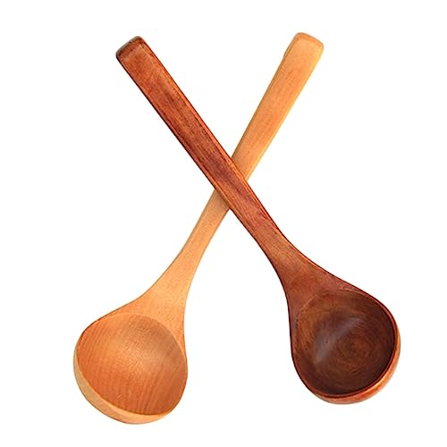 ULTECHNOVO 2 Piezas cuchara de madera accesorios cocinita madera cucharas soperas cucharon para servir servicio redondo cucharones de ramen cucharón de sopa de madera cucharon estilo japones