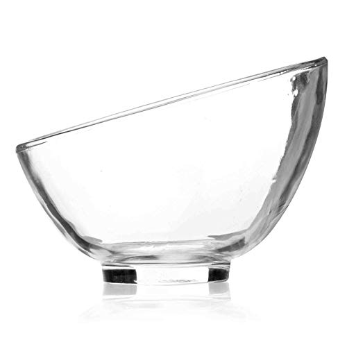 QTQHOME Clear Glass Bowl,Creative Dessert Bowl,Round Serving Bowl Salad Bowl for Home Party Event,Multifunctional Crystal Fruit Bowl,Slant Cut Ice Cream Bowl-Glass Large