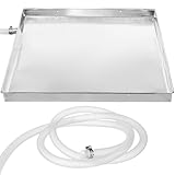 STOBAZA Bandeja de Drenaje de Acero Inoxidable para Aire Acondicionado con Manguera de Drenaje de 2 M, Bandeja de Goteo para Unidad de Aire Acondicionado Exterior, de Recolección de Agua a Prueba de