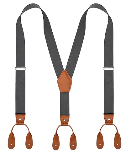 Image of Suspenders for Men Button End Adjustable Y-Back Elastic 47 Inches