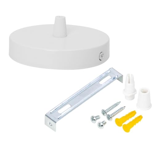 WUSJCOF 1 PCS Caja de Conexión de Techo de Metal, Pantalla Redonda para Lámpara - Rosetón de Techo - Compatible con Todo Tipo de Lámparas (100x20mm)