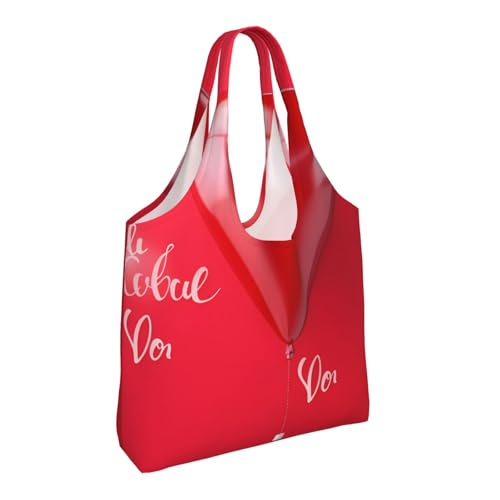 (Romantic Heart Balloon) Large Tote Shoulder Bag Fashion Canvas Handbag Reusable Shopping Bag Travel Bag For Women2