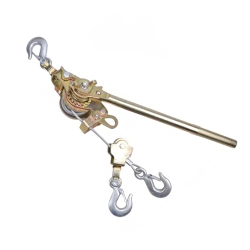 Come along，ratchet cable puller tool with 3T/6600lb capacity with 3m/9.8ft cable 3 hooks, cable winch puller for construction, handling, fixing, automotive