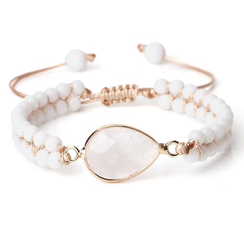 Bracelet en pierre naturelle blanche 4mm | Bijou élastique 17cm