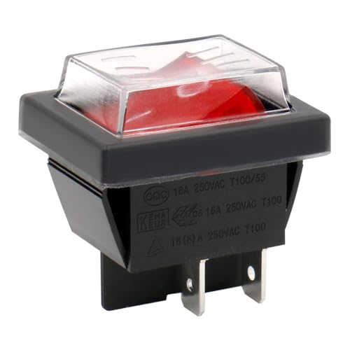 AUTOZOCO Interruptor Basculante DPST ON/OFF 4 pin, Interruptor Basculante DPST de Encendido y Apagado, Interruptor de Encendido/Apagado de Dos polos y Cuatro Terminales, 250 V - 16A, PVC, Luz Roja