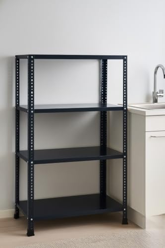 Image of SPACIOUS Slotted Angle Rack 12 x 36 x 58 Inches | Heavy Duty Multipurpose Steel Storage Rack | Fine Finish DA Grey Painted Rack for Home, Office, Shop & Warehouse (Grey, 4 Shelves)
