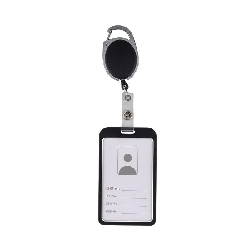 Aluminum Alloy ID Card Badge Holder with Yoyo Reel - A Stylish and Convenient Solution for Office Identification (Pack of 2, Black)