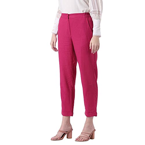 Image of AND Solid Linen Flared Fit Womens Pants