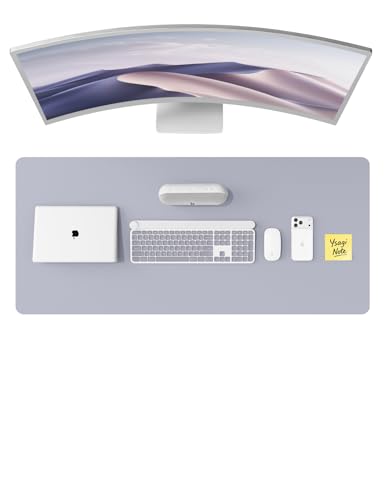 Image of YSAGi Leather Desk Pad Protector, Office Desk Mat, Large Mouse Pad, Non-Slip PU Leather Desk Blotter, Laptop Desk Pad, Waterproof Desk Writing Pad for Office and Home (Soft Lavender,47 inch x 17 inch)