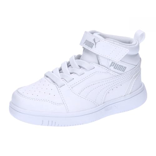 PUMA Puma Rebound V6 Mid Ac+ Ps, Scarpe da ginnastica Unisex - Bambini e ragazzi, White Cool Light Gray, 28 EU