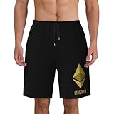 AMZJHGWEU Ethereum Gold Mens Swim Trunks Quick Dry Board Shorts 7' - Hawaii Beach Swimwear